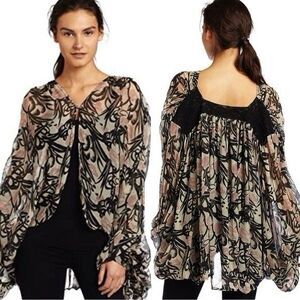 Winter Kate Silk Chiffon Blouse Size XS Bohemian Kimono Balloon Sleeve Whimsical